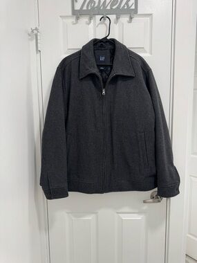 GAP Charcoal Gray Wool-Blend Zip Jacket